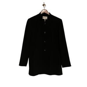 Kasper Women's Blazer Size 12 Black Mandarin Collar Tunic Top Coat